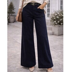 Mica Los Angeles Wide Leg Pants Navy Blue High Rise Trouser‎ Women's 11/30 Work